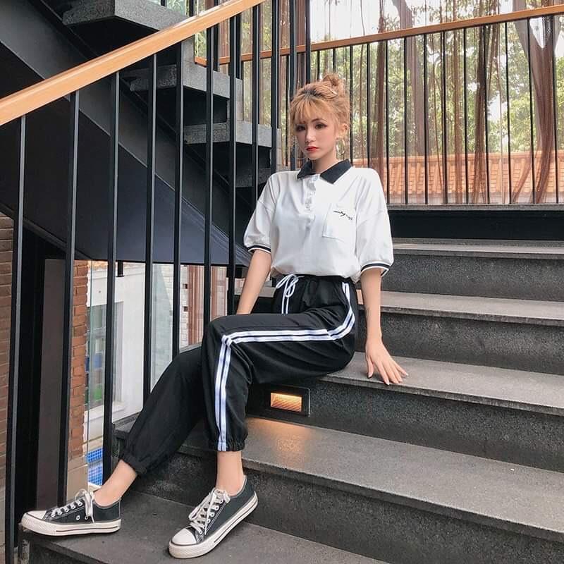 Sét Bộ Thể Thao Kết Hợp Áo Thun Có Cổ Phối Túi Kèm Quần Ống Túm Mẫu Mới TTS0797