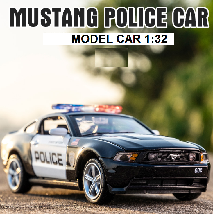 Xe ô tô cảnh sát bằng sắt có âm thanh và đèn mô hình xe tỉ lệ 1:32 đồ chơi trẻ em