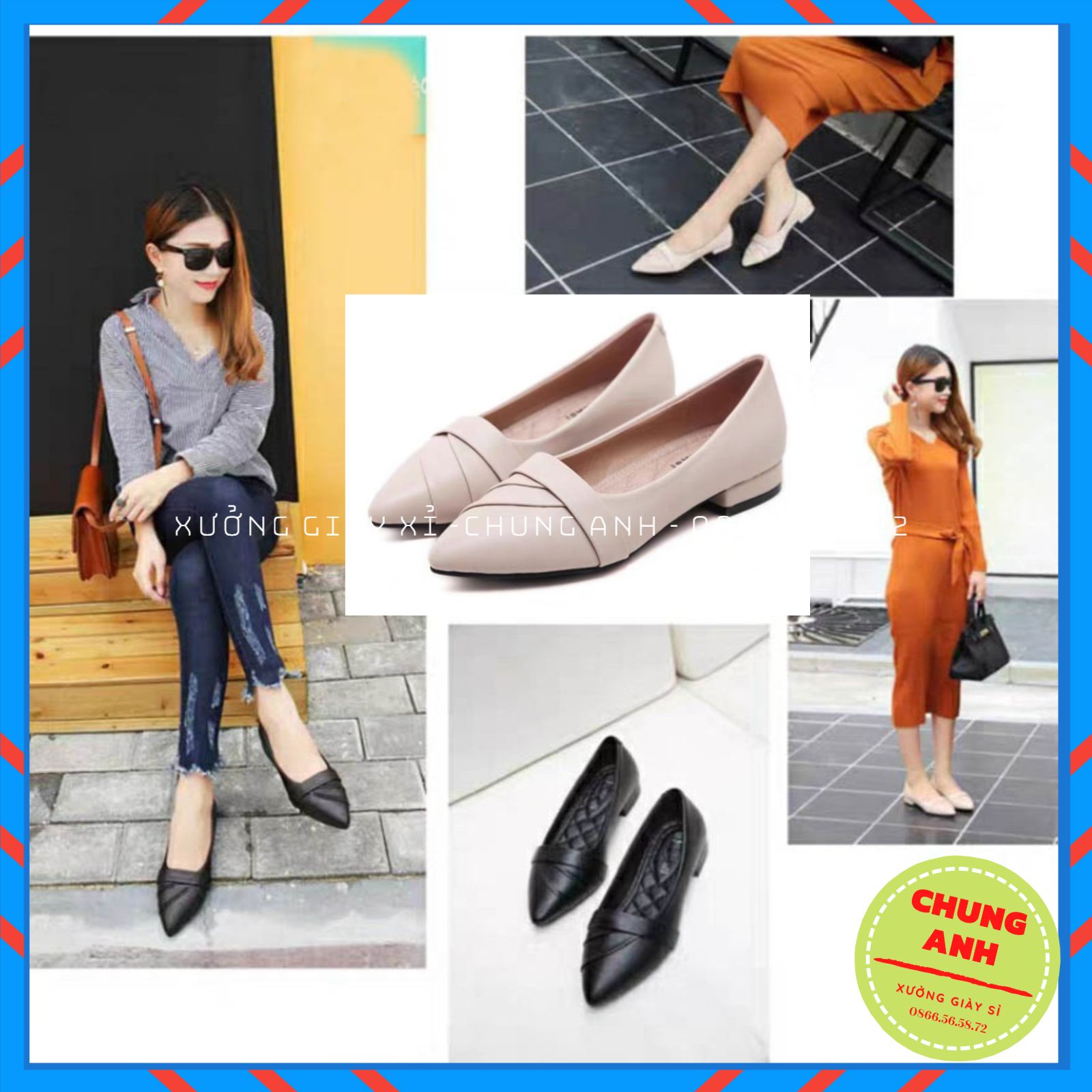 Giày búp bê nữ - giày công sở nữ đế bệt da lỳ cao cấp