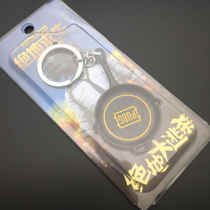 Móc khóa chảo PUBG kim loại chọn màu