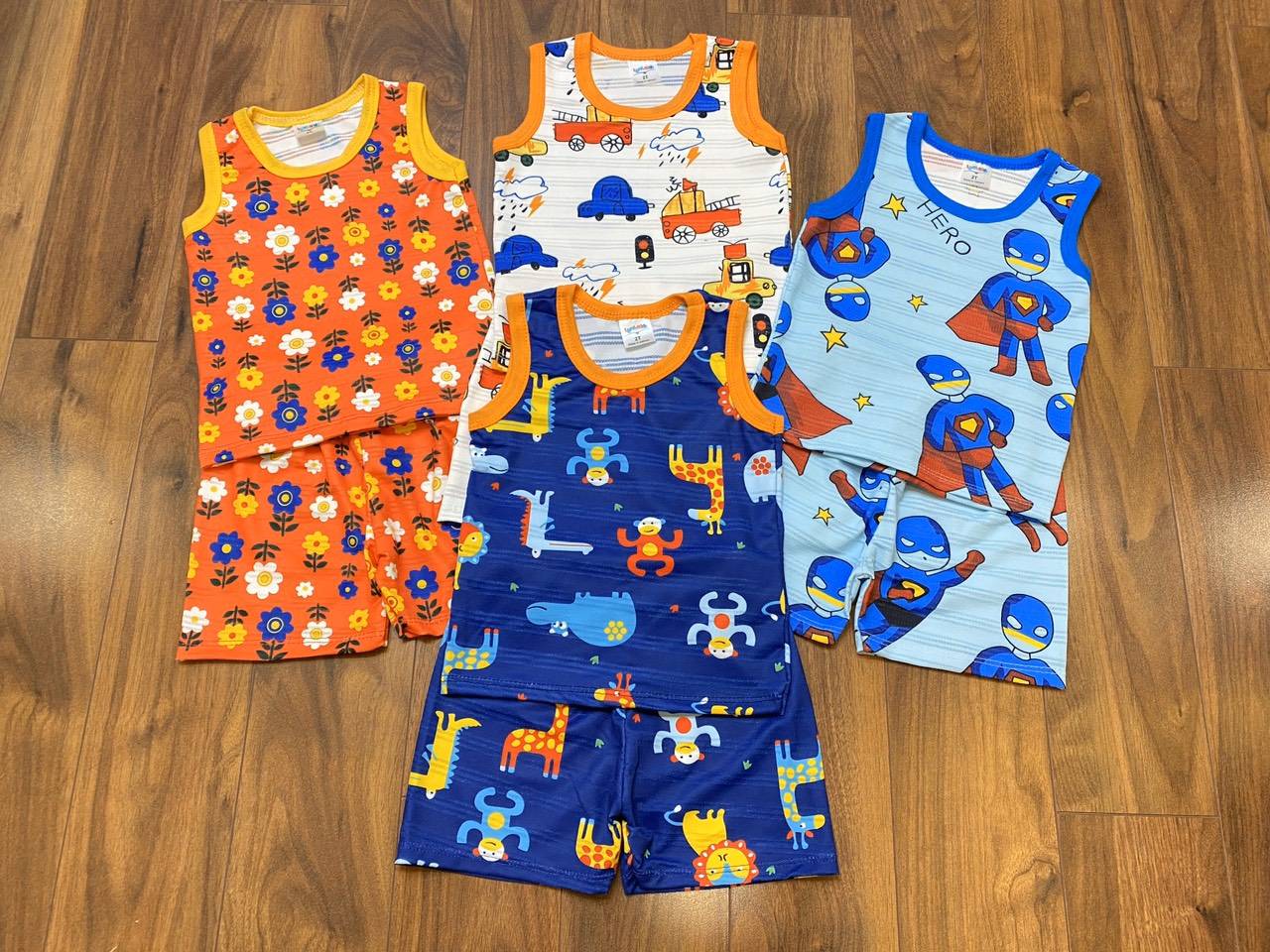 [6-16KG] COMBO 4 BỘ BA LỖ MẶC HÈ CHO BÉ TRAI BÉ GÁI