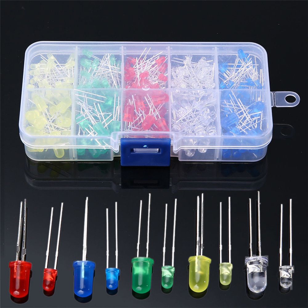 CFSDSRE 200pcs Green Mixed Color Emitting Diodes Lamp DIY Kit Set Blue Bulb LED Diode Kit 5mm 3 Mm Light Bead