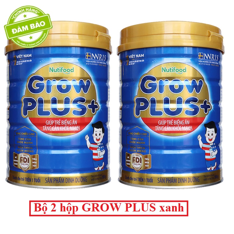 Combo 2 hộp sữa bột Growplus xanh 900g hsd 10/2025