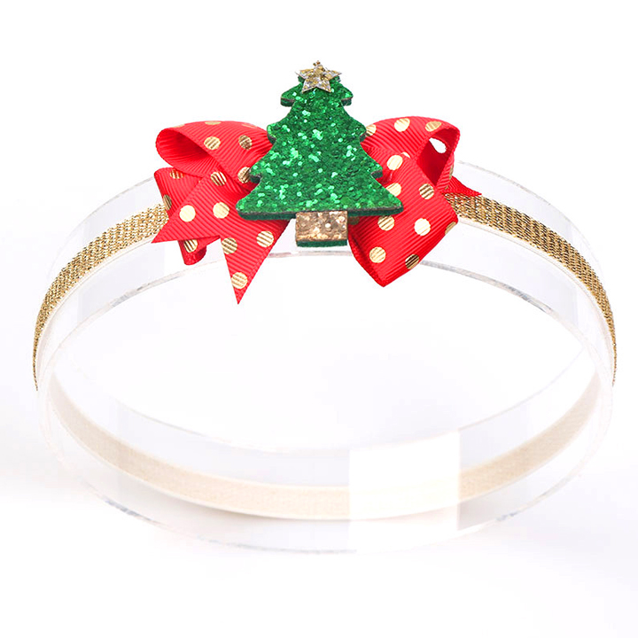 Băng đô Noel cài tóc cho bé sơ sinh 0-2 tuổi đính nơ đỏ phố họa tiết Giáng sinh đáng yêu kèm dây lấp lánh BBShine – NOEL011