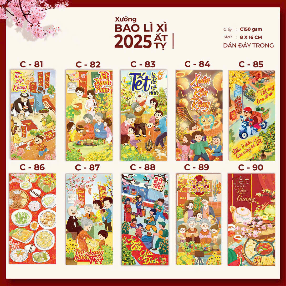 Sỉ 500 Bao Lì Xì Truyền Thống đã vô bao kiếng 10 bao/ xấp