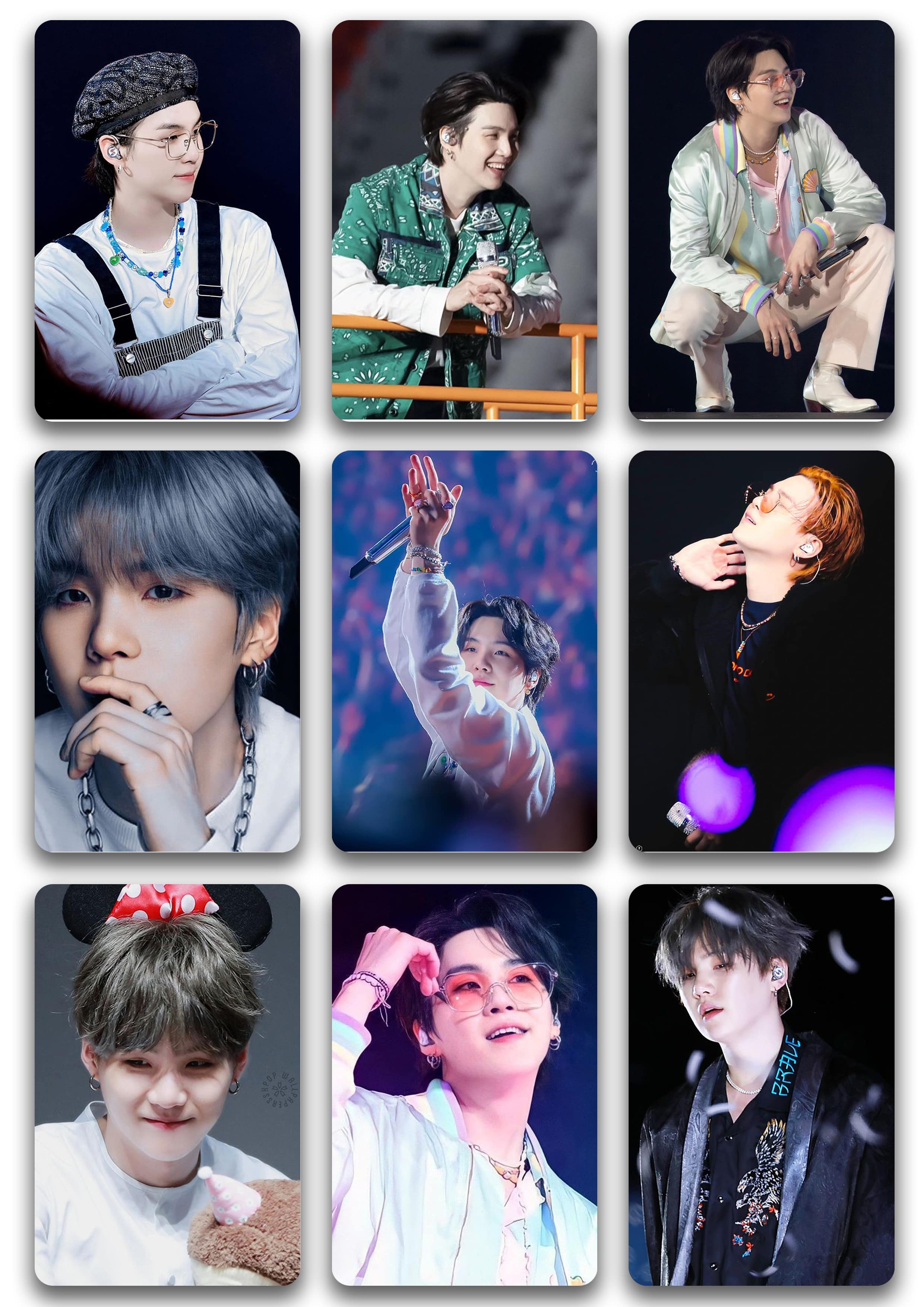 Set 9 Card Bo Góc Suga BTS Stage Ép Bóng 2 Mặt