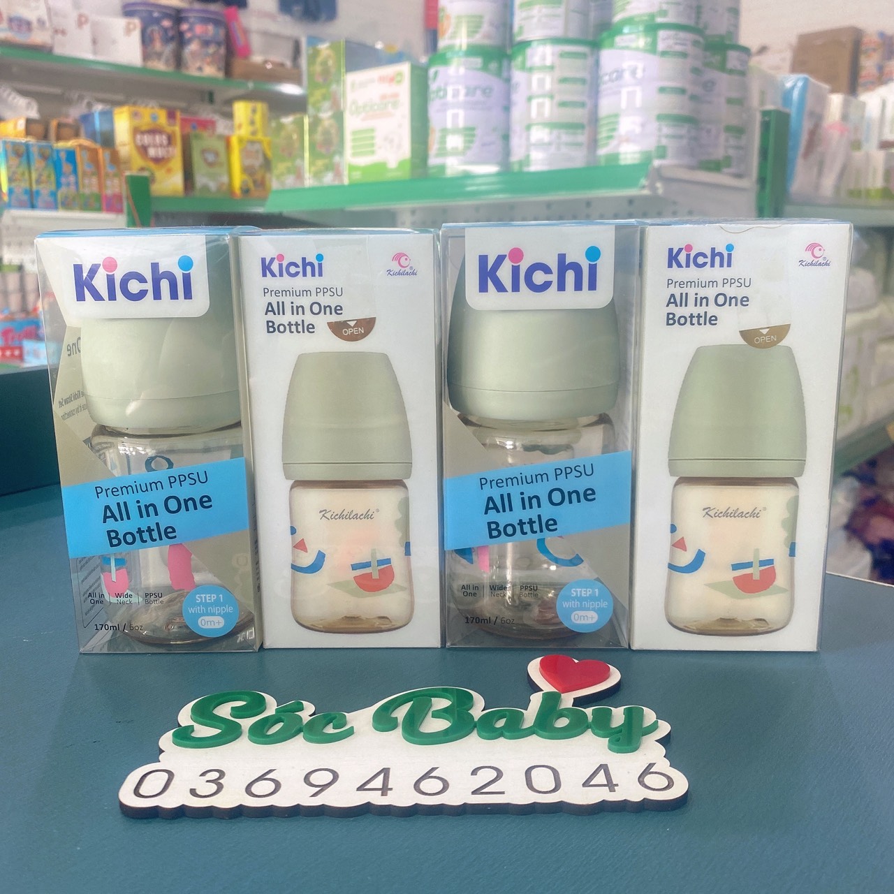Bình sữa cổ rộng PPSU Kichilachi cao cấp 170ml/270ml