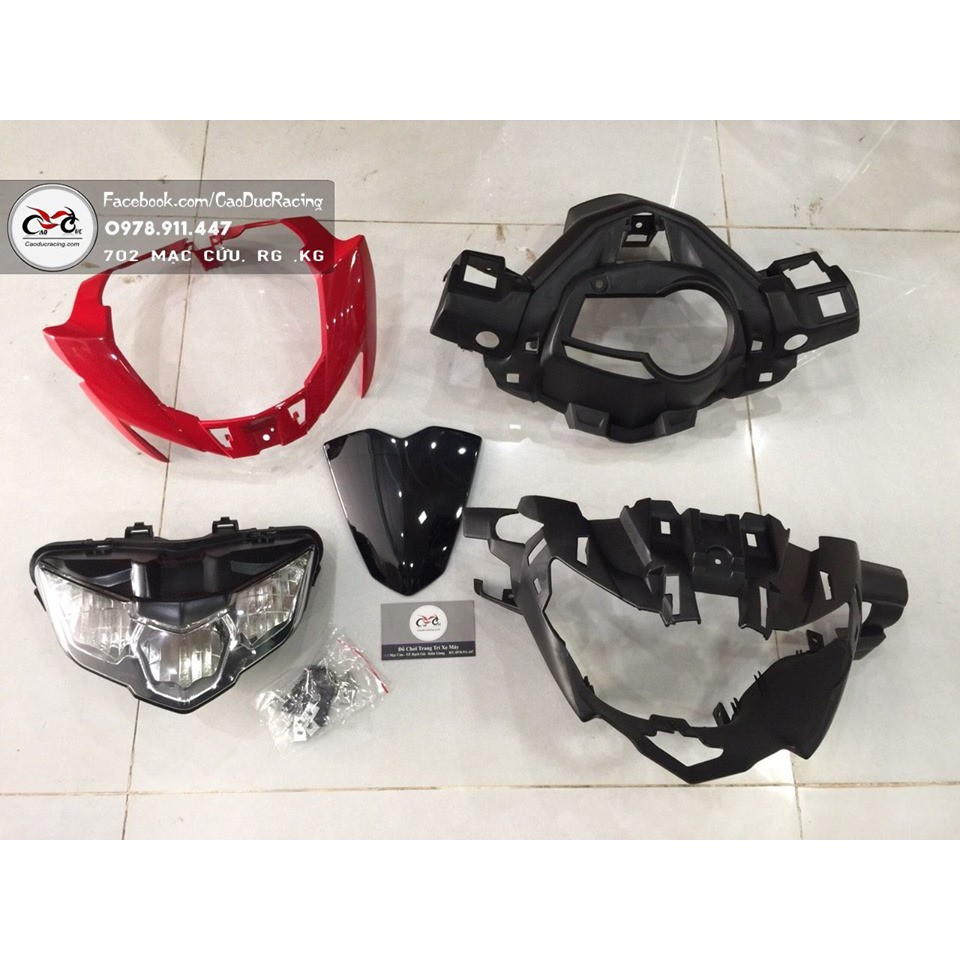 BỘ ĐẦU ĐÈN EX150 2019 GẮN CHO 2015 - MÀU ĐỎ