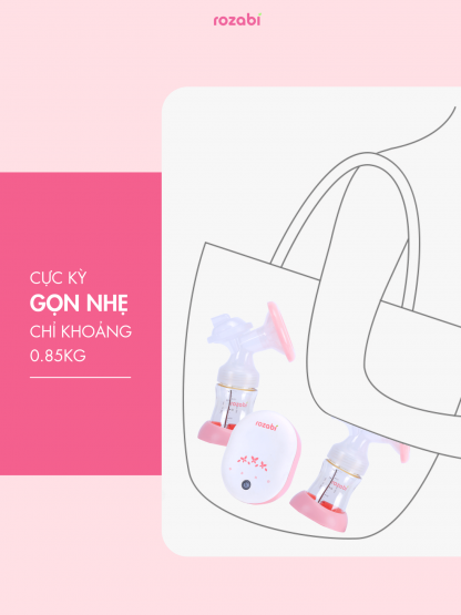 Máy hút sữa Rozabi Deluxe điện đôi có pin sạc