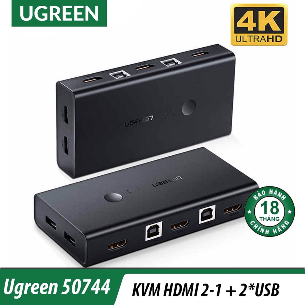 Bộ Chuyển KVM Switch Hdmi 2-1 Chính Hãng UGREEN 50744 (cho kèm 2dây usb)