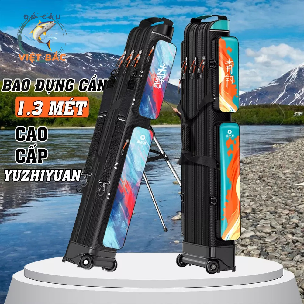 Bao đựng cần Yuzhiyuan 3 ngăn có chân chống và bánh xe cao cấp Bao túi đựng phụ kiện câu cá hàng chính hãng cao cấp