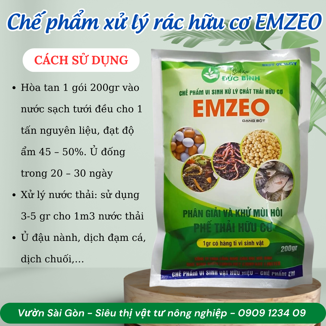 Chế phẩm vi sinh EMZEO Dùng ủ rác hữu cơ (Vườn Sài Gòn - Vuon Sai Gon)