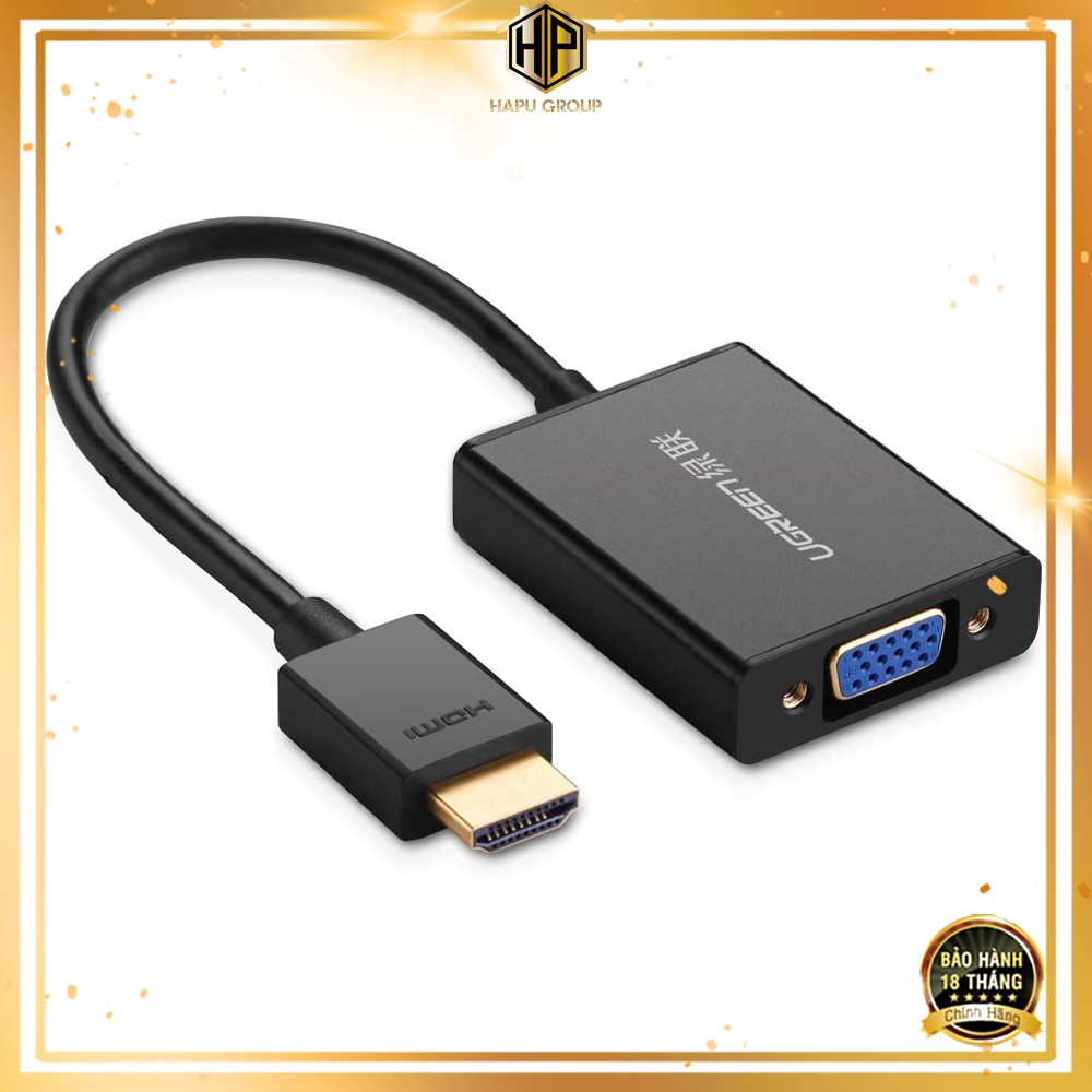 Cáp chuyển hdmi sang vga ugreen 40233 có audio chính hãng - hapugroup