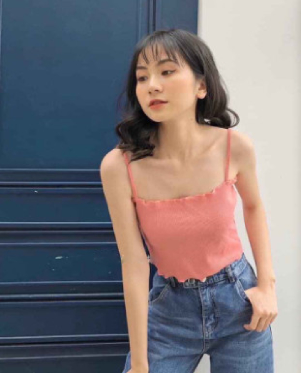 Áo croptop 2 dây thun gân A5201