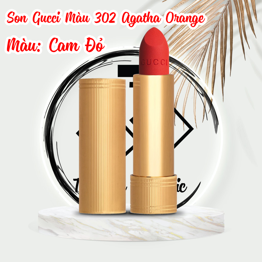 Son Gucci Màu 302 Agatha Orange Matte Cam Đỏ