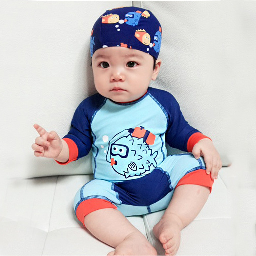[HCM]ĐỒ BƠI BÉ TRAI LIỀN THÂN ĐÁNG YÊU KÈM NÓN