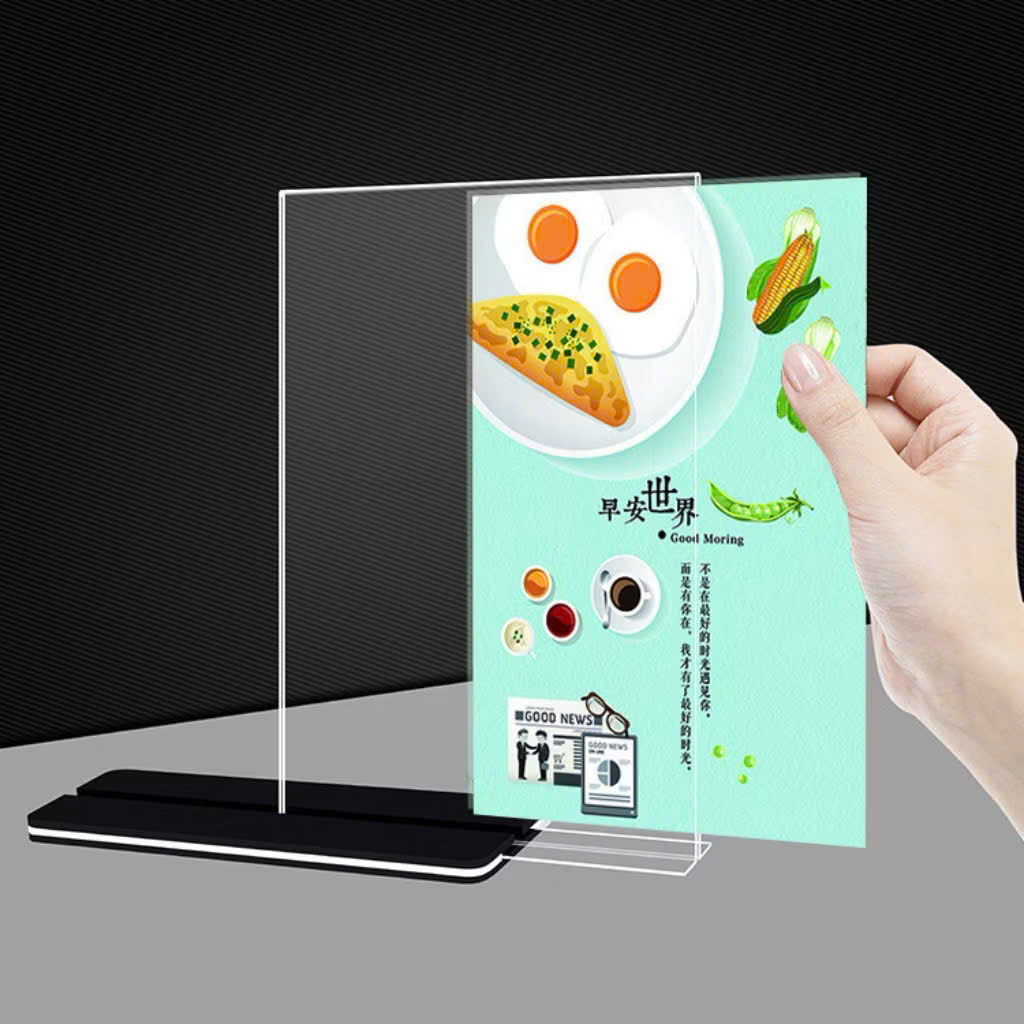 Menu thực đơn mica thường dọc đế lùa màu đen các cỡ A4, A5, A6 cho nhà hàng, cửa hàng