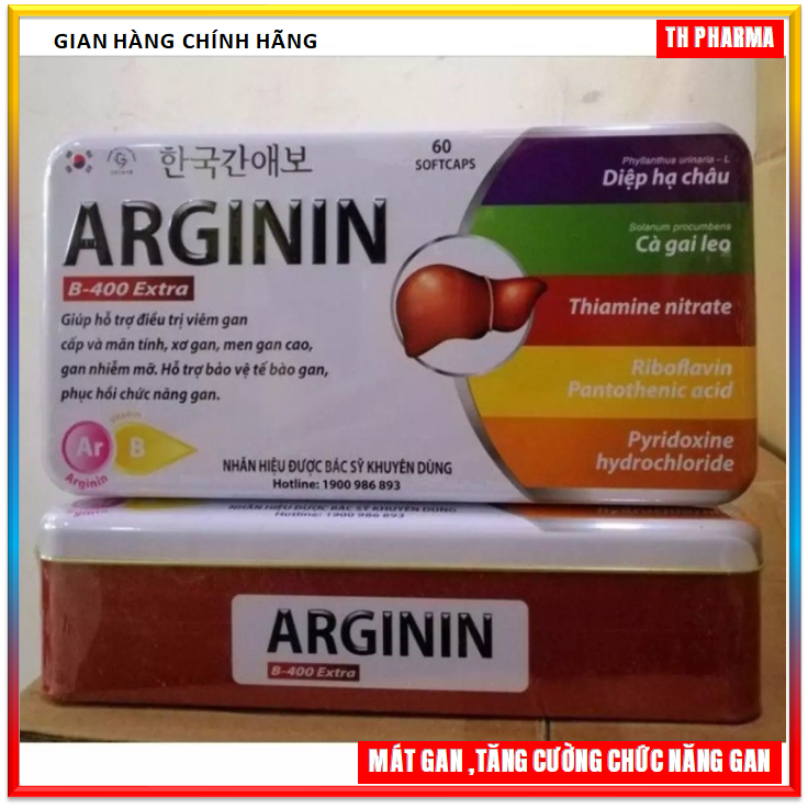 HỘP 60 Viên Uống Thải Độc Gan Arginin B-400 Extra Giúp Thanh Nhiệt Bảo Vệ Gan, Tăng Cường Chức Năng Gan ,hạn chế tổn thương do rượu bia các hóa chất có hại cho gan