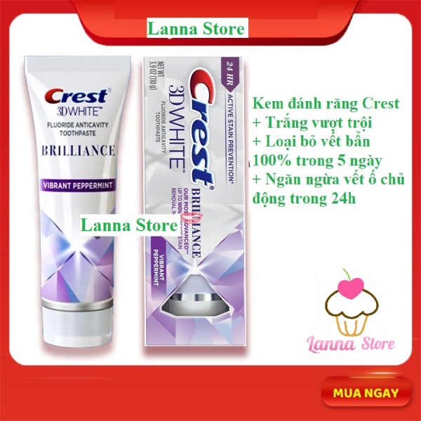 Kem đánh răng Crest 3D White Brilliance  trắng răng vượt trội (Mall Trung -Mỹ) - Tẩy trắng răng giá rẻ