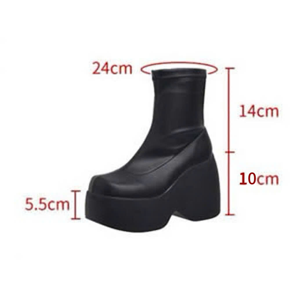 BỐT DA ĐẾ CAO 10CM - HIGH HEEL BOOTS ROCK DARD