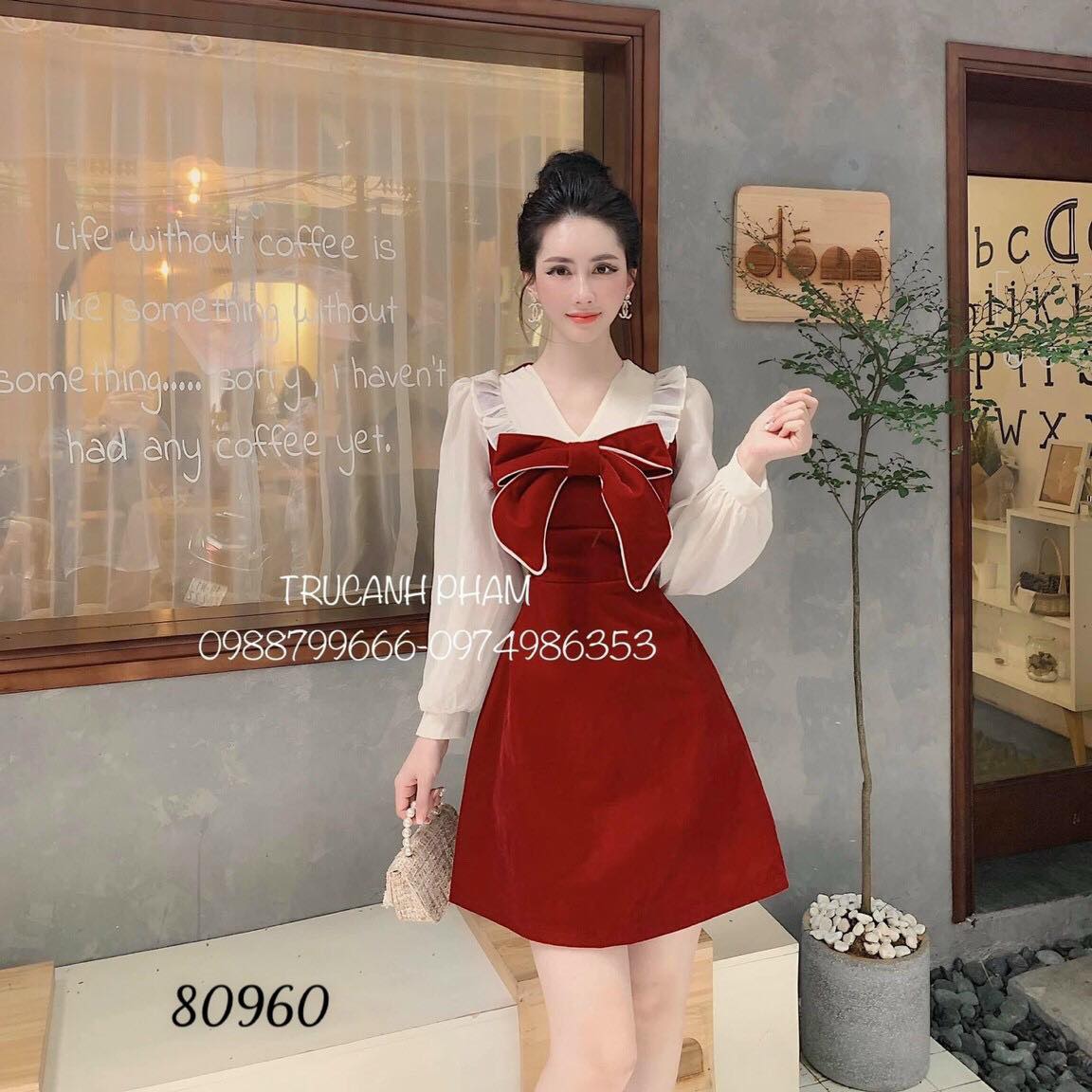 [HCM]ĐẦM XÒE DỰ TIỆC DÀI TAY THẮT NƠ DỄ THƯƠNG-D02