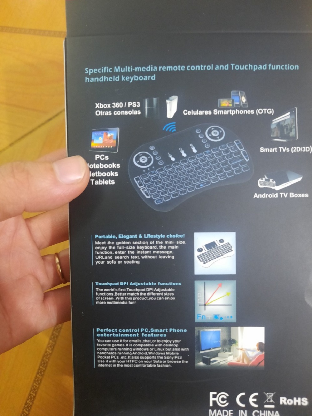Chuột Bay Kiêm Bàn Phím Không Dây UKB500 i8 Cho Smart Tivi & Android Box, dùng pin AAA, có đèn led 7 màu
