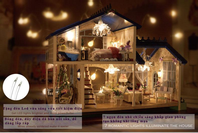 Mô hình nhà gỗ DIY biệt thự xứ sở hoa tím