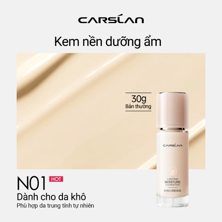 Kem nền CARSLAN dạng lỏng kiềm dầu lâu trôi chống thấm nước suốt 24h 30g