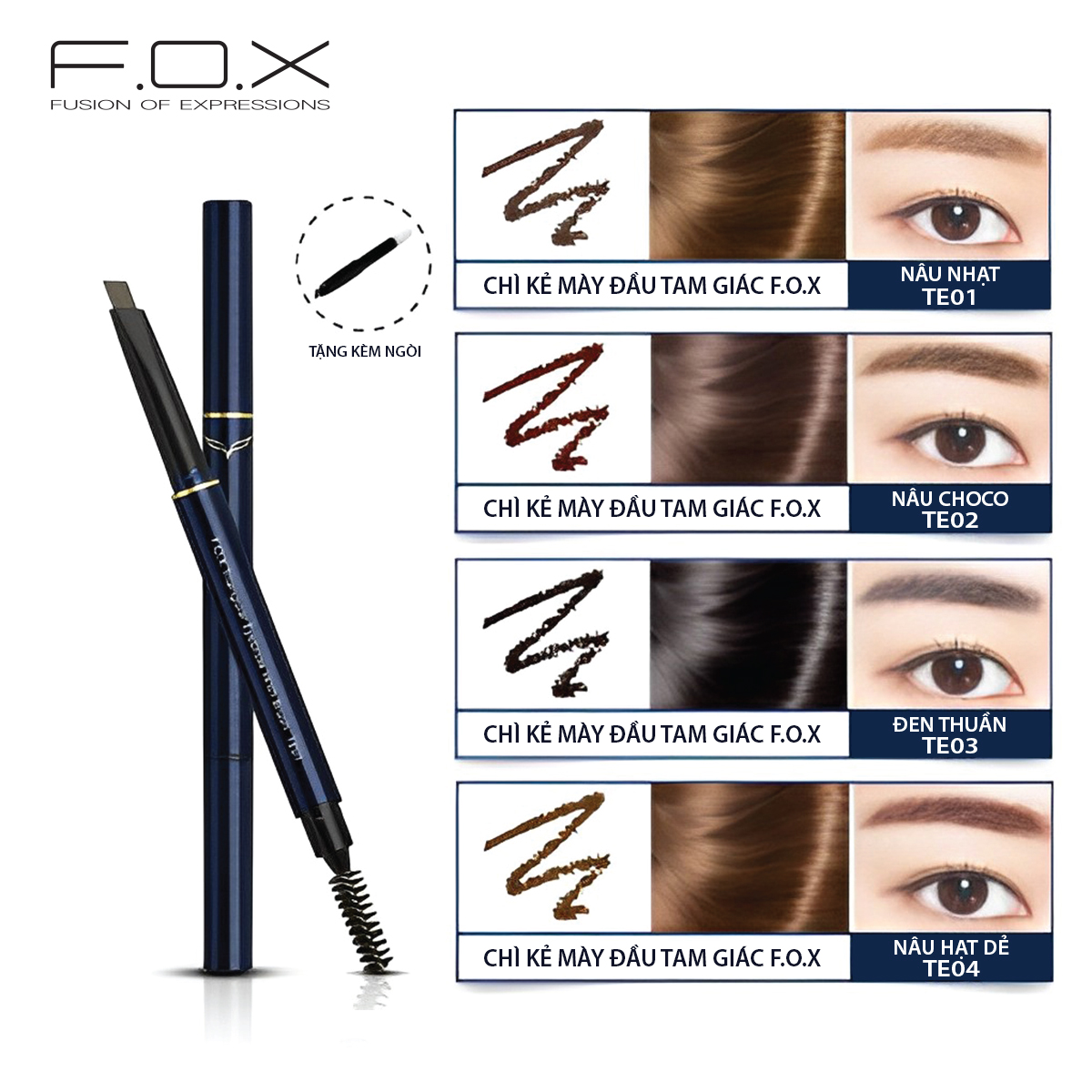 Chì Kẻ Mày FOX Đầu Tam Giác ( kèm ngòi ) Triangular Eyebrow 0.25g -FOX Mỹ phẩm thiên nhiên