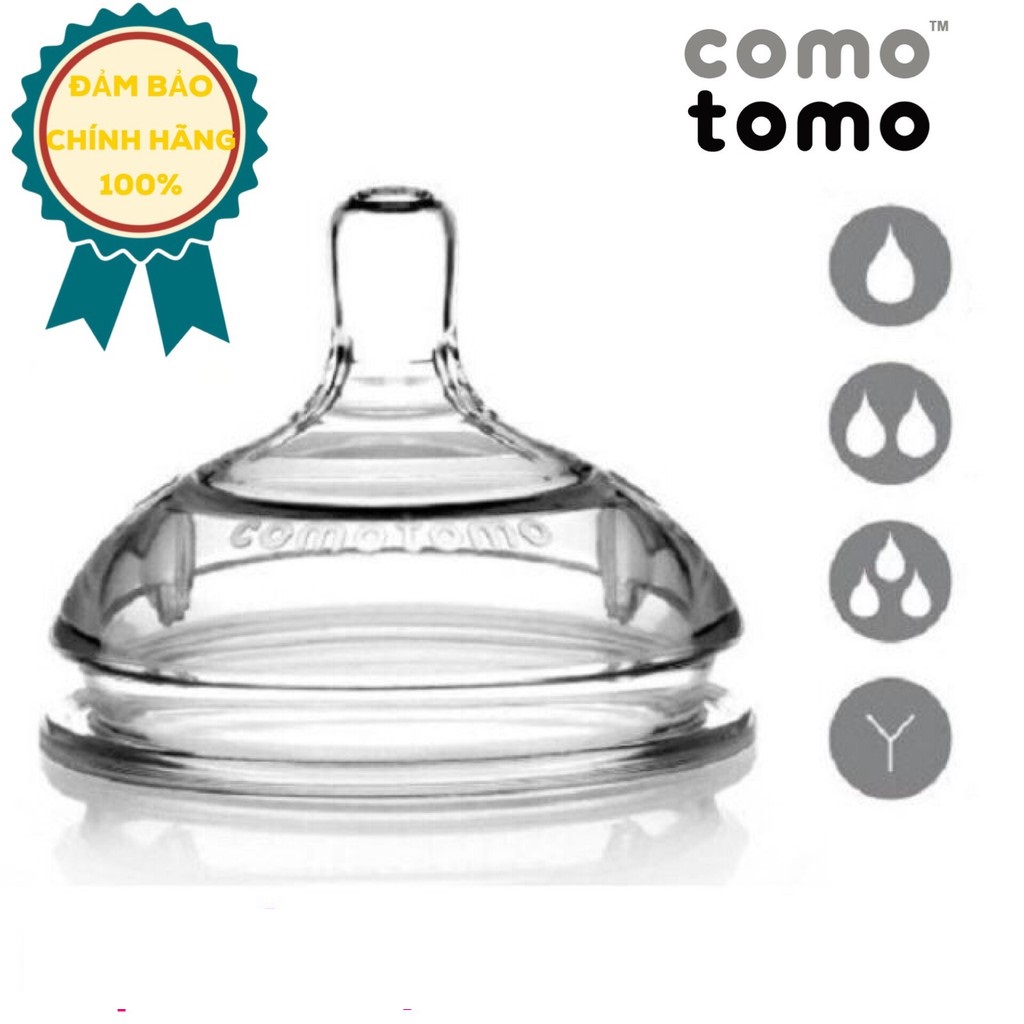 Hộp 2 núm ty bình sữa COMOTOMO size 2 cho bé từ 3-6 tháng