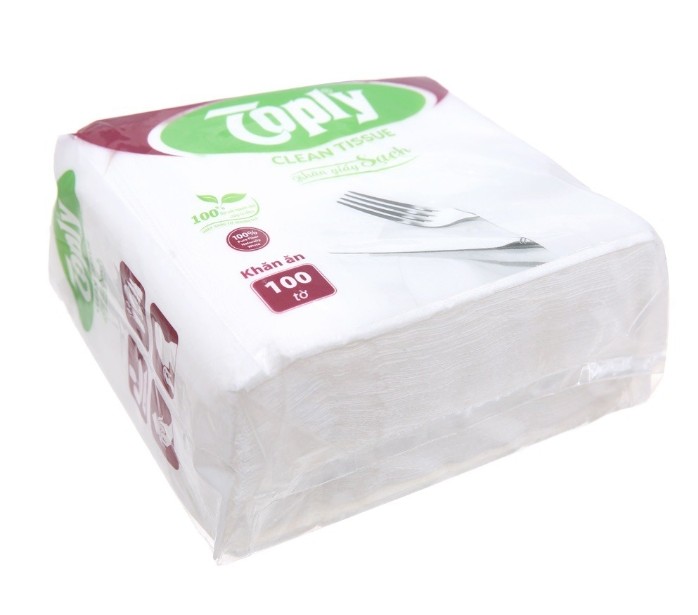 Combo 2 bịch Khăn giấy vuông Toply bịch 100 tờ