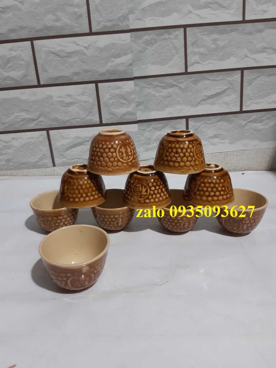 Chén bánh bò hấp men nâu kiểu xưa 30 cái ( chén lớn, dùng làm tách uống trà)