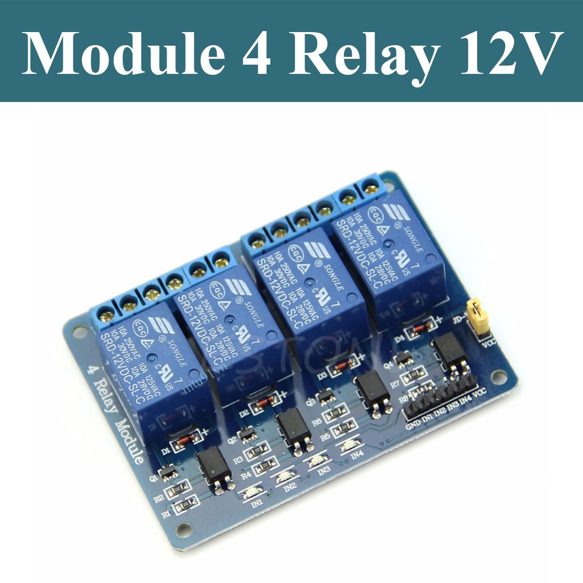 Module 4 Relay 12V có Opto cách ly đóng ngắt mạch điện AC/DC