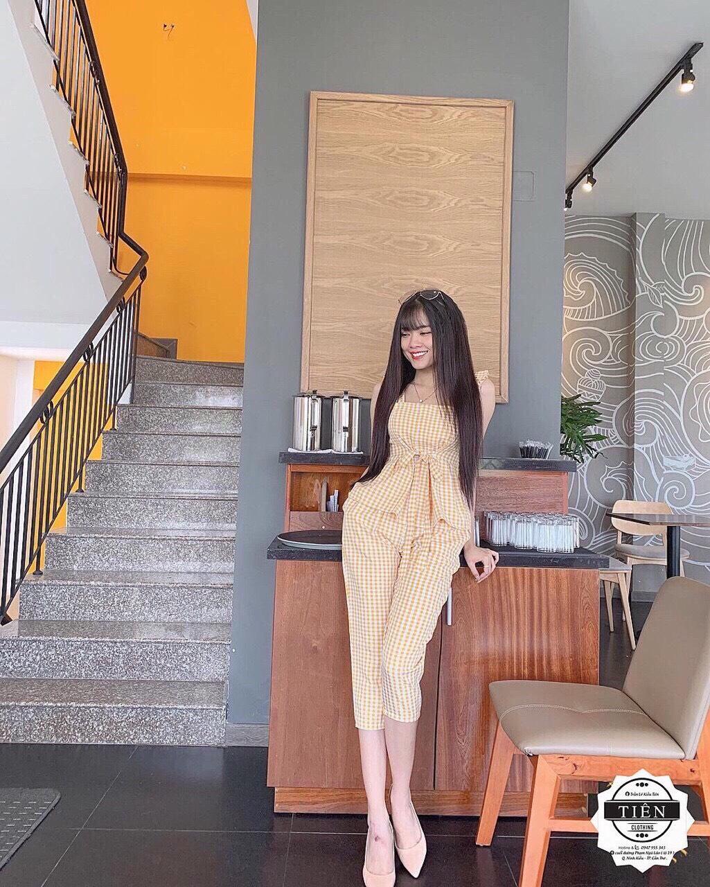 Sét bộ caro nơ ngực-THH