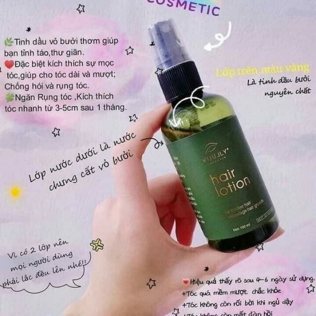 Xịt bưởi Vijuly kích thích mọc tóc - giúp tóc nhanh dài Dầu gội bưởi kích mọc tóc, làm dài tóc, dày tóc.Làm da đầu mềm mại, mịn màng.Ngăn rụng tóc chống hói tóc và nuôi dưỡng chân tóc dày trở lại.
