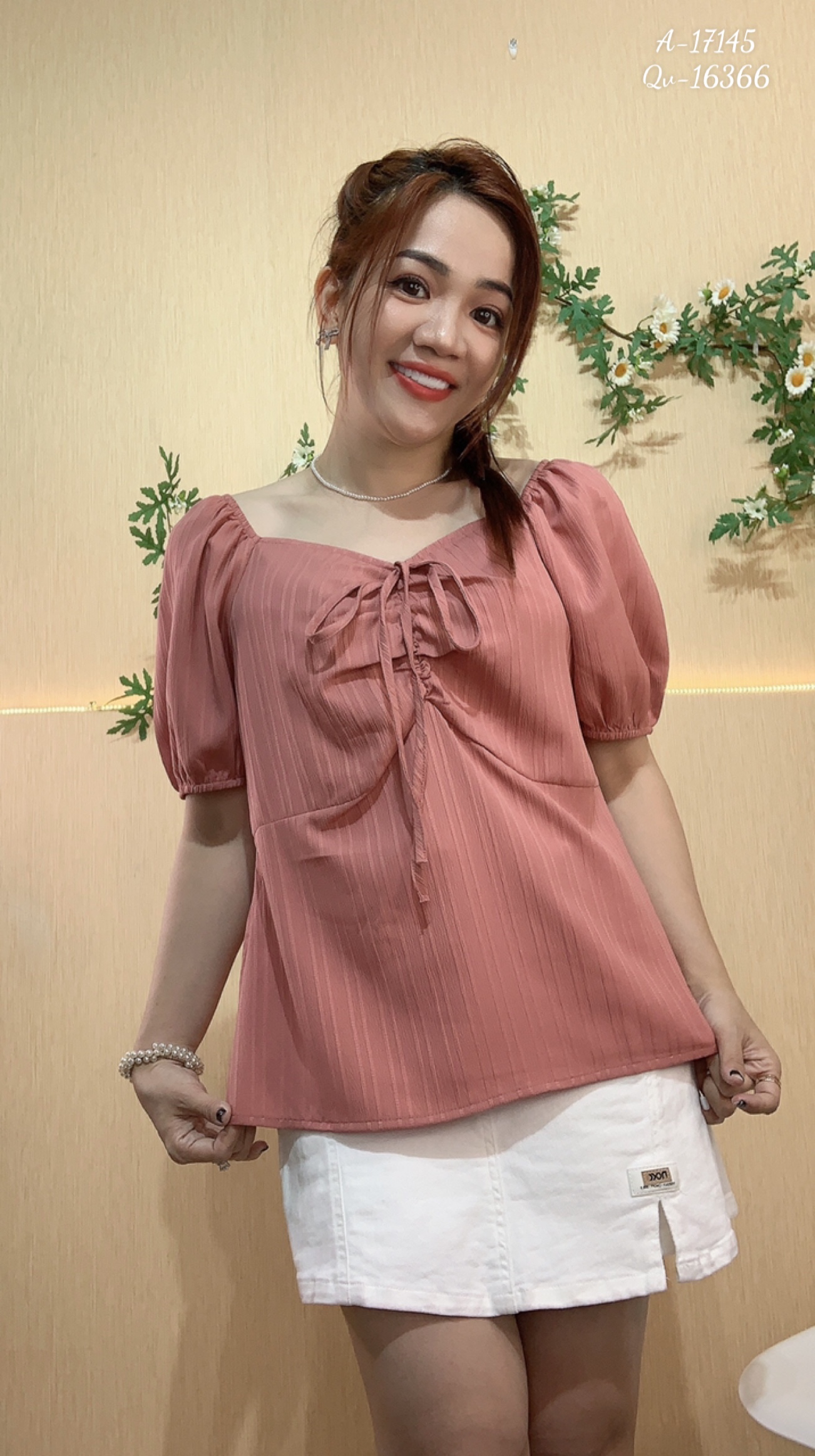 SALE Áo kiểu BIGSIZE nhúng nơ 17145