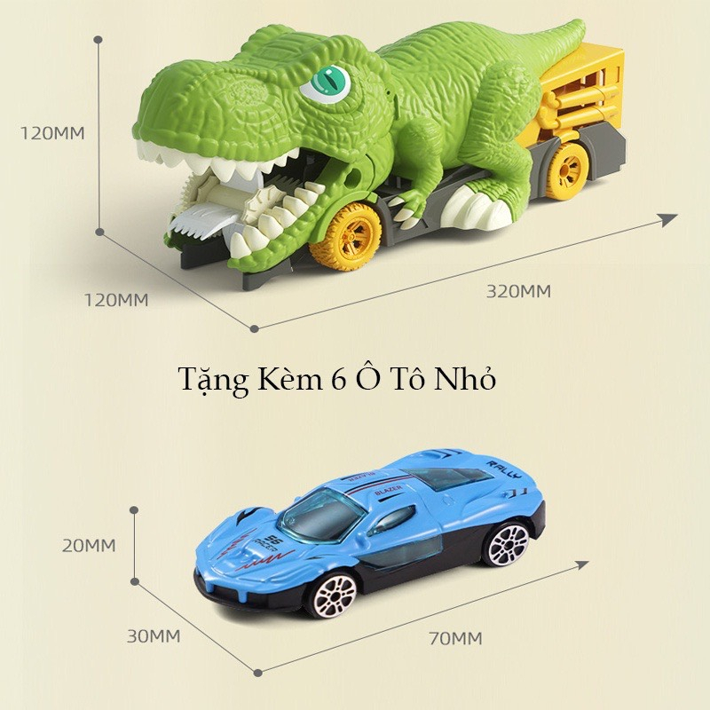 Xe đồ chơi ô tô, Xe đồ chơi khủng long SIÊU TO KHỔNG LỒ, Mô hình xe khủng long nuốt ô tô bé - Tặng kèm 6 xe ô tô đồ chơi