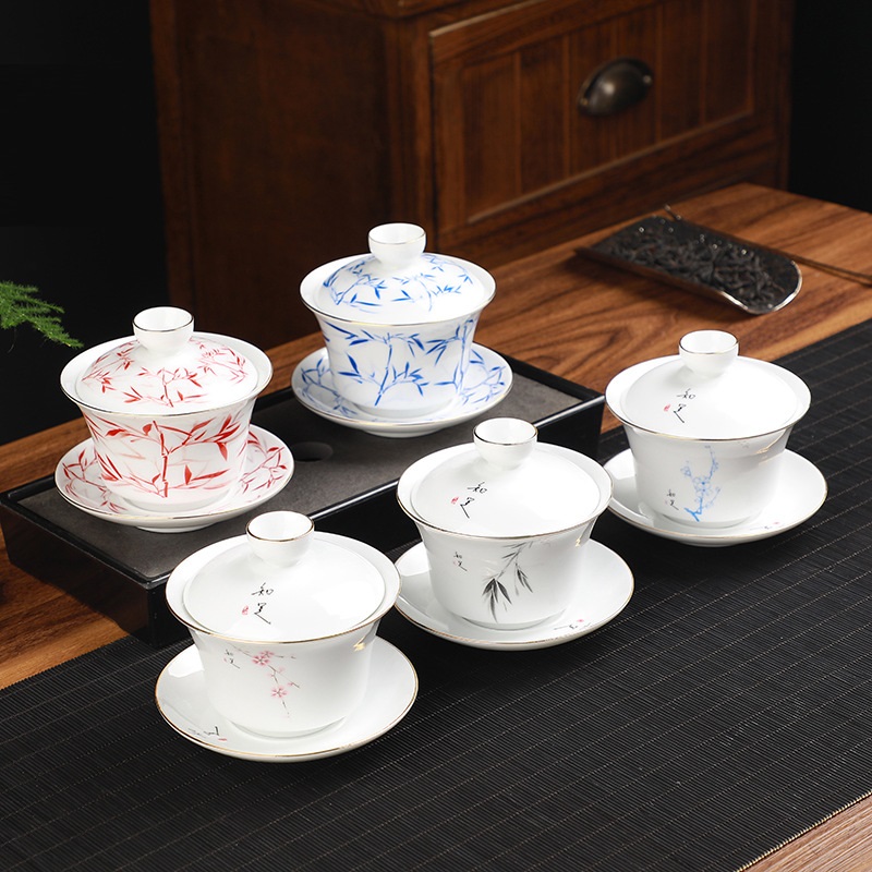 Chén Khải sứ trắng Bạch Định thấu quang 180 ml