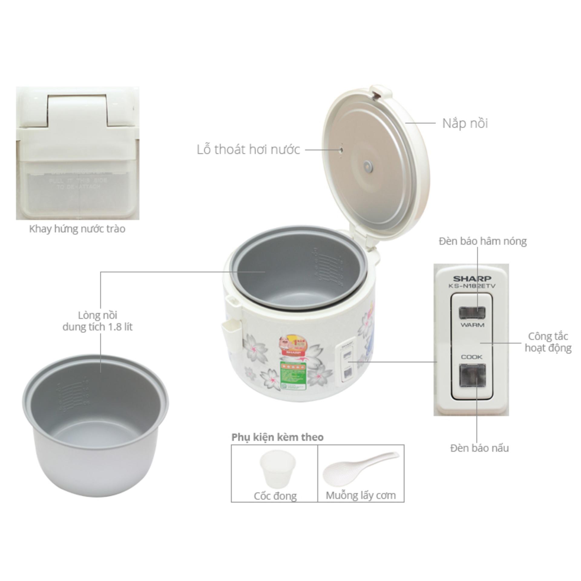 Nồi cơm điện cơ 1,8L Sharp KS-N182ETV-Thailand