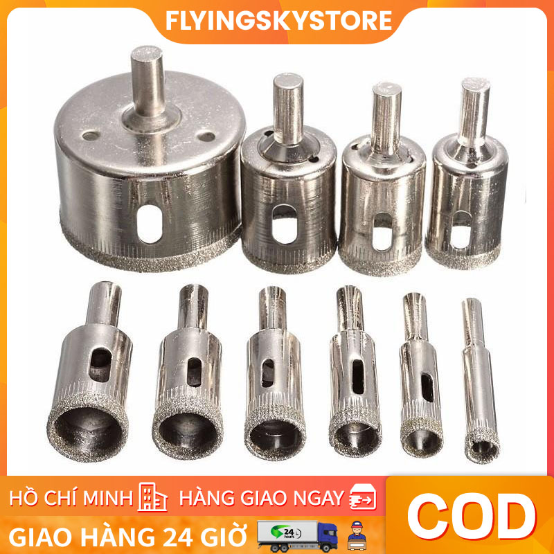 Bộ 10 mũi khoan kính khoan đá gạch tiện dụng phi 3 đến 50mm