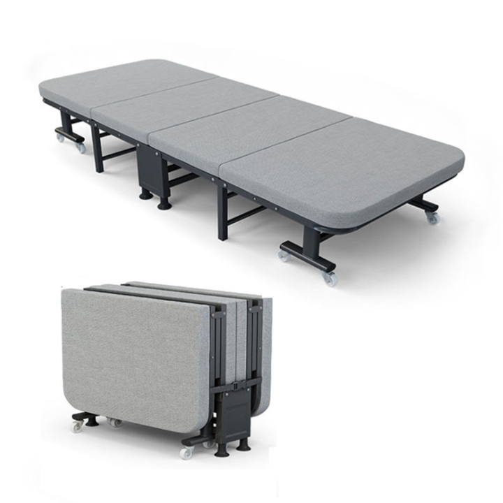 Giường gấp gọn, giường ngủ trưa văn phòng - Giường đơn gập 3 khúc có bánh xe 190x70x30cm