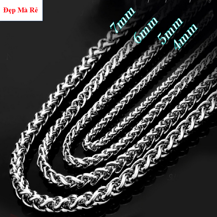 Dây chuyền Nam Titan kiểu khoen kiểu xoắn thắt cực ngầu nhiều size - Cam kết 1 đổi 1 nếu hoen gỉ sét