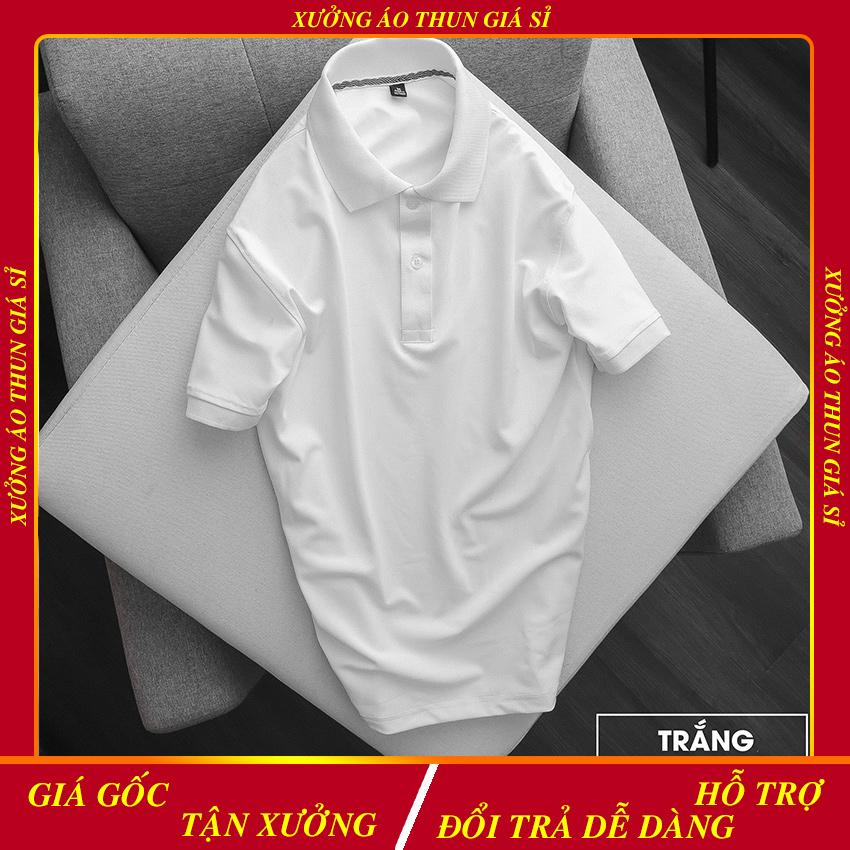 Áo Thun Có Cổ Nữ Vải Cá Sấu Thái Màu Trắng (Có size áo cho trẻ em)
