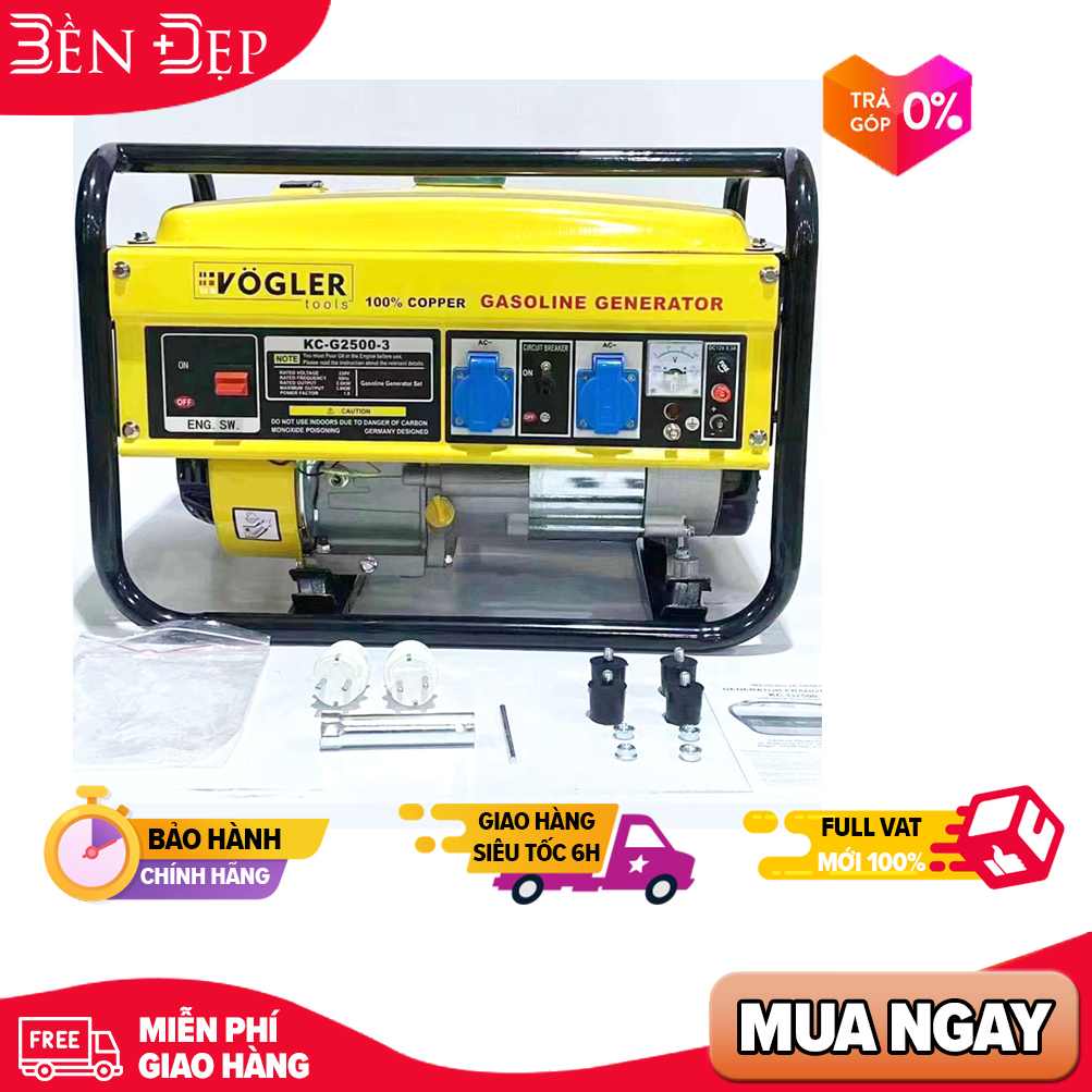 Máy phát điện chạy xăng lõi đồng vogler kc-g2500-3 công suất lớn 3kw