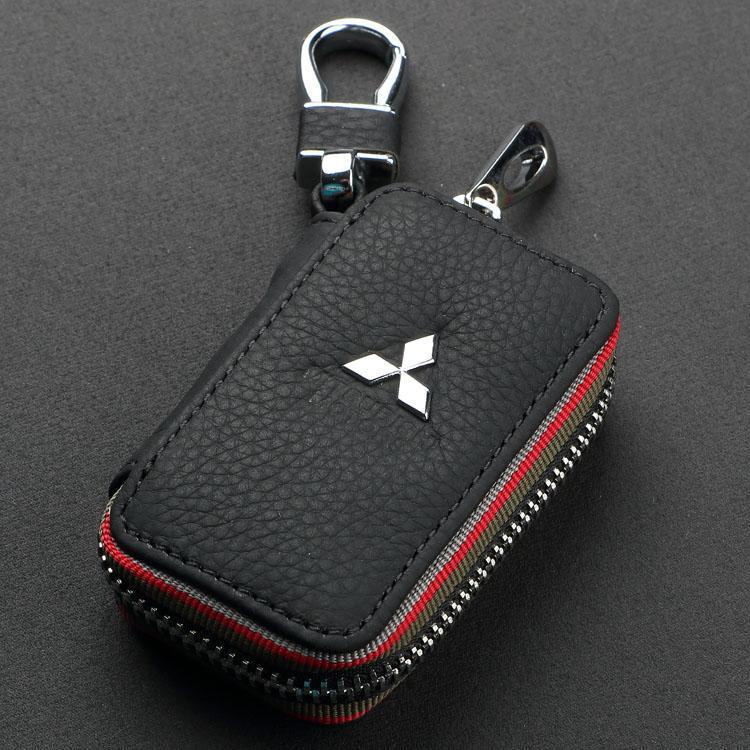 Mitsubishi โลโก้รถ ฝาครอบซองกุญแจแบบหนัง ที่เก็บกุญแจ ออแกไนเซอร์ กระเป๋าสตางค์