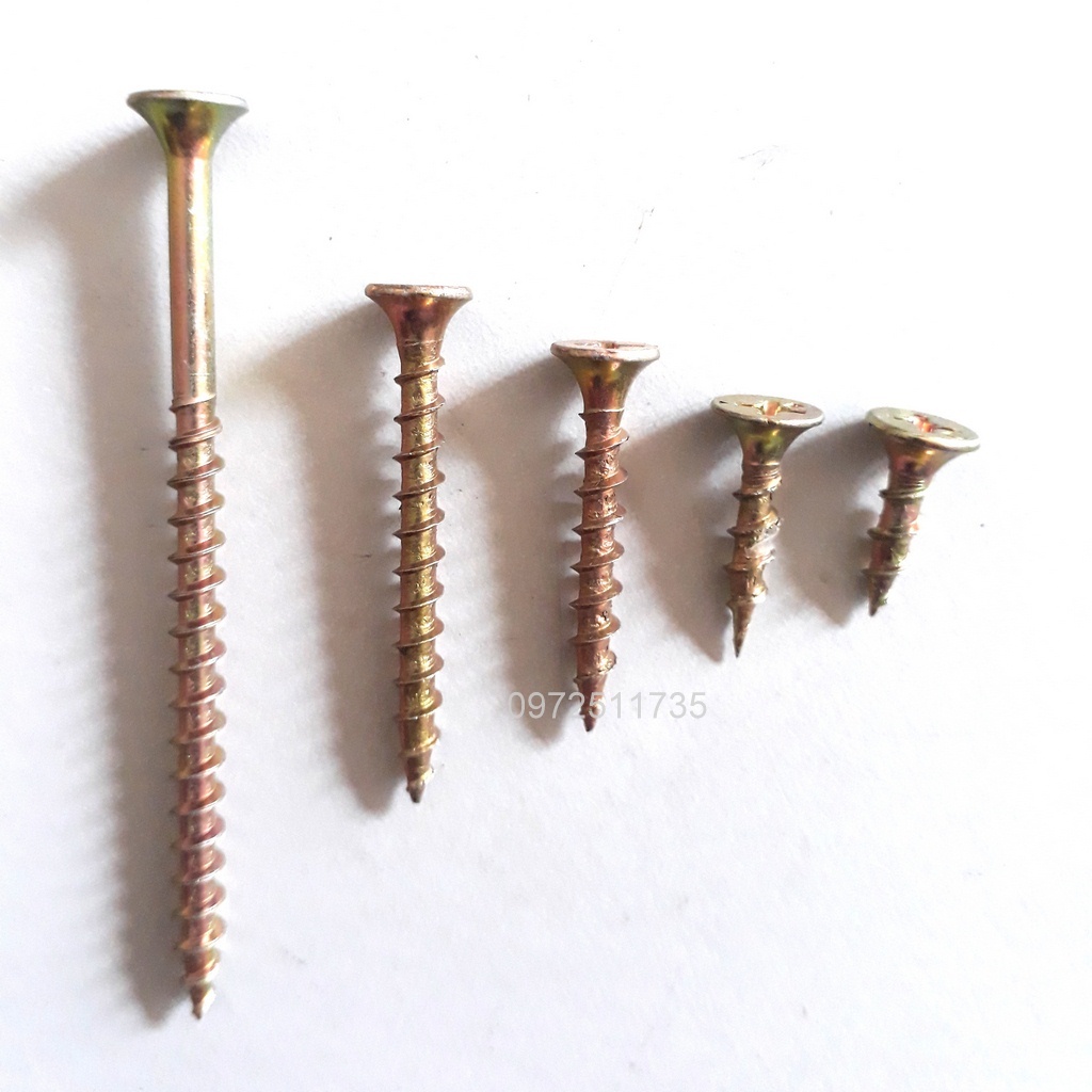 Vít gỗ vàng ren thưa từ 1,5F đến 7F (100 con)