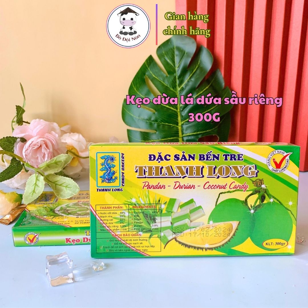 Kẹo Dừa Lá Dứa Sầu Riêng Hiệu Thanh Long (300g)