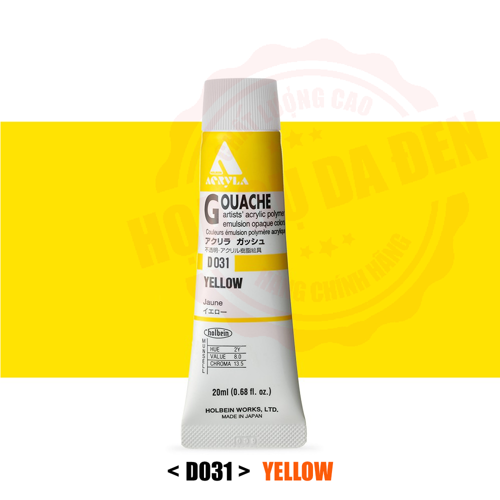 Tone vàng & cam | màu acryla gouache holbein | tuýp 20ml