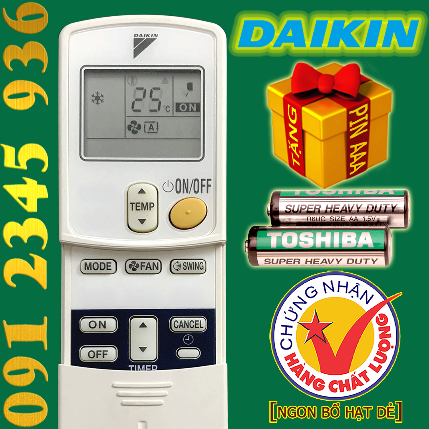 Điều khiển DAIKIN [HÀNG ĐẸP] cho điều hòa 1 chiều. (Mẫu số 1)