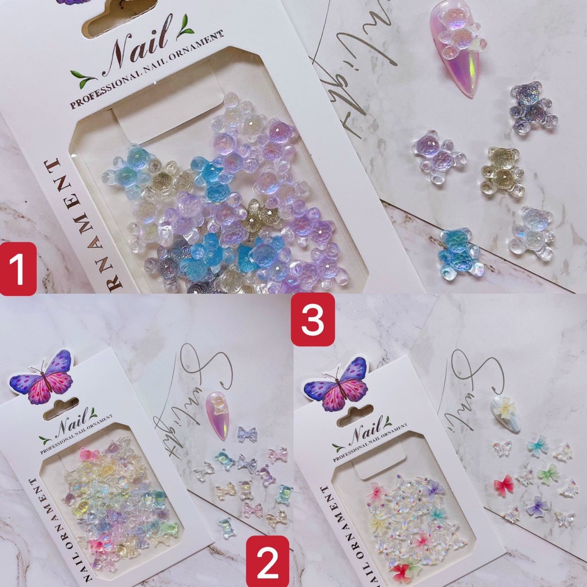 Phụ kiện charm nơ gấu gắn móng tay nail
